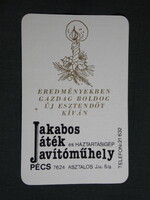 Kártyanaptár,Jakabos játék javítóműhely Pécs,1991   (9)