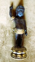 NAGYON RÉGI GYERMEK BUDDHA KIRÁLYFI RÉGI BRONZ ( SÁRGA RÉZ) SZOBOR BUDDHA MEGVILLÁGOS
