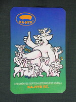 Kártyanaptár,KA-HYB ,Kaposvár Hibridsertést tenyésztő vállalat,grafikai rajzos,1991   (9)
