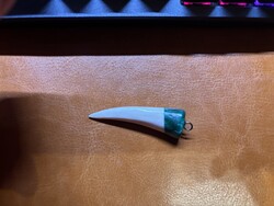 Nyaklánc függő: 4,5 cm malachit - elefántcsont