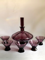 Art deco lila likőrös üveg készlet