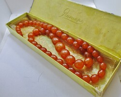 Beautiful Antique Russian Long Amber Necklace in a Box