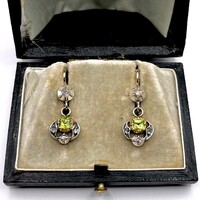 0673. Régi Arany Fülbevaló Olivinnel (Peridot) (másolat)