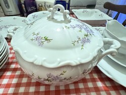 Zsolnay porcelán lilabarackvirág mintás étkészlet