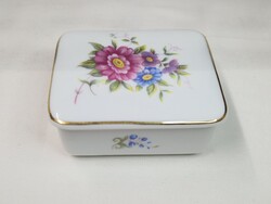 Hollóházi, porcelán, Hajnalka mintás ékszertartó vagy bonbonier, hibátlan állapotban 9 cm. hosszú