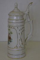 Hollóházi porcelán fedeles korsó F79