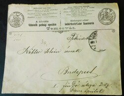 Régi címeres postai boríték 1901 (Temesvár - Budapest)