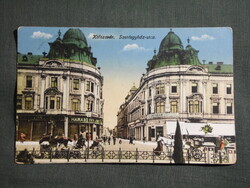 Képeslap,Románia,Kolozsvár,visszatért,Szentegyház utca,üzletek,lovashintó,Karinger Bp. kiadás, 1916-