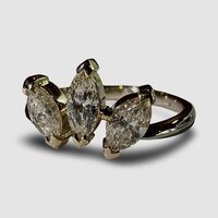 Marquise csiszolású gyémánt gyűrű cca. 1 karát– 14K bicolor arany