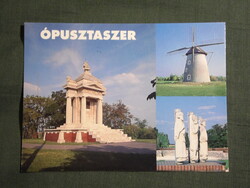 Képeslap,Ópusztaszer,mozaik,Nemzeti Történeti Emlékpark,szélmalom látkép,részlet, 1996-