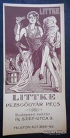 Littke pezsgőreklám, számolócédula (Pécs)