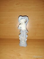 Német Gerold kék - fehér porcelán barokk hölgy figura - 16,5 cm (po-3)