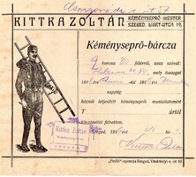 Kéményseprő-bárca, számla. 1916.