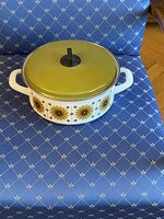 Teljesen új állapotban lévő lábos. Virágmintás. Made in Austria Mérete.átmérője 24 cm,10 cm magas.