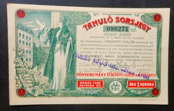 Tanuló Sorsjegy 10000 korona 1902 (felülbélyegzett)