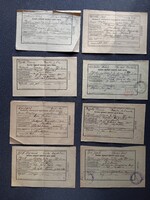 D206071  Régi iratok - 8 db. Háztartási alkalmazott bejelentő -kijelentő szelvények  1920-30's