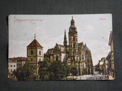 Képeslap,Szlovákia,Kassa,Székesegyház,Orbán torony látkép,részlet,D. K. Bp kiadás,1909-  ,sérült,