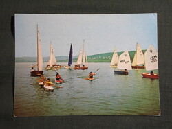 Képeslap,Orfű,Pécsi tó,vitorlás hajó látkép,részlet, 1976-