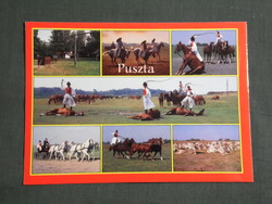 Képeslap,Puszta,Hortobágy,mozaik,csikós ötösfogat,ménes látkép,részlet, 2013-