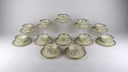 1U714 Régi aranyozott vajszínű Hutschenreuther porcelán teás csésze 12 személyes