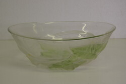 Virágos leveles üveg tál A246