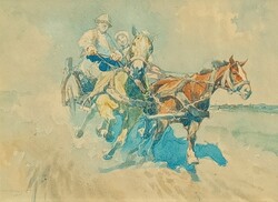 Zórád Ernő (1911-2004) : Vágtató lovasszekér