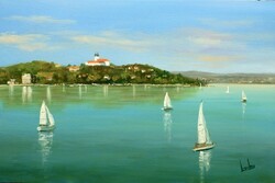 AKCIÓ Lantos György Vitorlások Tihanynál 20x30