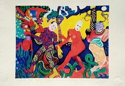 DrMáriás - Győrfi Pál Lady Gagával táncolva... 24,5 x 31 computer print, merített papír