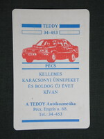 Kártyanaptár,Teddy autókozmetika,Pécs, 1992   (9)