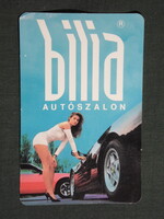 Kártyanaptár,Biliia autószalon,kölcsönző,Pécs,erotikus női modell, 1992   (9)
