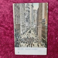 "NEW YORK Board Street CARTE POSTALE" (USA - SOUTH WALES) 2db 1 CENTES bélyeggel (Horizontally pair)