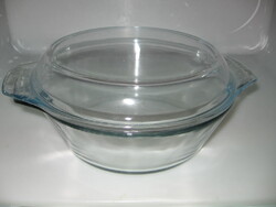 Pyrex England kék árnyalatú jénai lábos