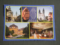 Képeslap,Pápa,mozaik,Esterházy kastély,Kékfestő múzeum,templom,utca látkép,részlet, 1989-