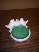 Neuttetau (német) porcelán madaras, galambos hamutál. 5,7 cm. Jelzett.