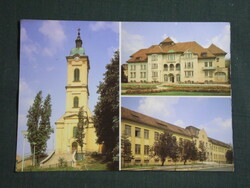 Képeslap,Putnok,mozaik,mezőgazdasági iskola,városháza,templom látkép,részlet, 1986-