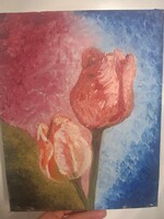 2 tulipán - olajfestmény