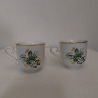 Hollóházi porcelán csésze Hortenzia mintás