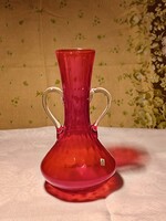 ANYAGÁBAN SZÍNEZETT CSODASZÉP ÜVEG VÁZA-MID CENTURY