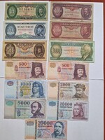 Magyar papír pénzek 1947-től 13 db egyben, forgalomból kivont