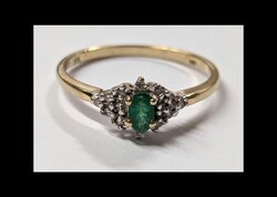 Vintage smaragd &. gyemant arany gyuru