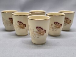 Zsolnay kézzel festett pillangós porcelán pálinkás készlet