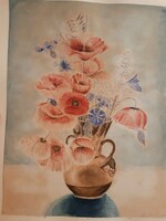 Vadvirágcsokor akvarell csendélet