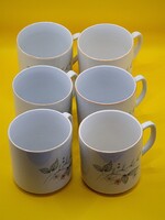 Régi Zsolnay porcelán virágos bögre szett 6 darabos