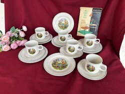 Gyönyörű 18 részes húsvéti  trió szett teáscsésze csészealj süteményes tányér