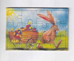 HÚ:168 Húsvéti puzzle képeslap "Postatiszta" kemény papír