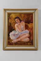 Pihenő balerina olaj festmény