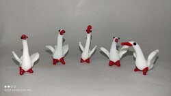 Muránói mini üveg figura libacsapat liba üveg állat 5 darab együtt