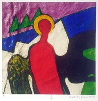 Aknay János - Városvédő angyal 50  x 50 cm computer print, merített papír