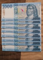 1000 Forint Sorszám követő, 8 db. 2023-JN sorozat