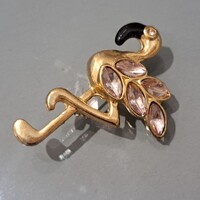 Régi aranyozott kristály  bross 3,5 cm-es
